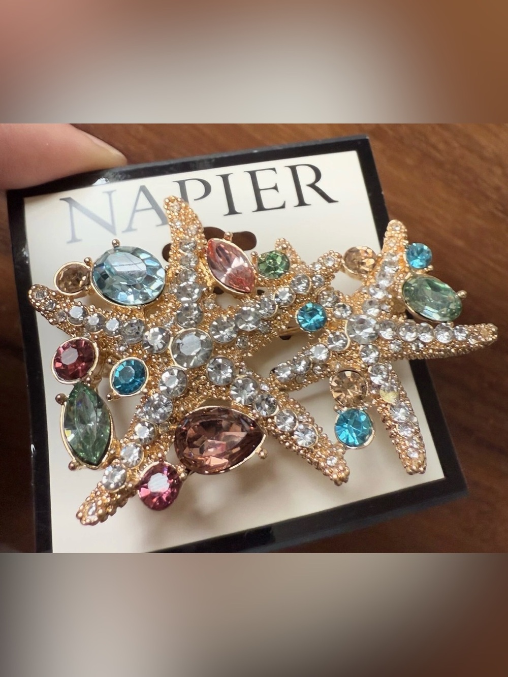 Napier New Star Fish Brooch Pin Summer Rhinestone Ocean Modern Designer Retired